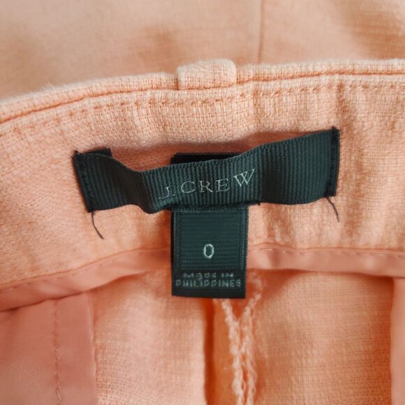 J Crew Women's Shorts 0 Orange Coral Woven Cotton Scalloped Textured Preppy - Picture 8 of 9
